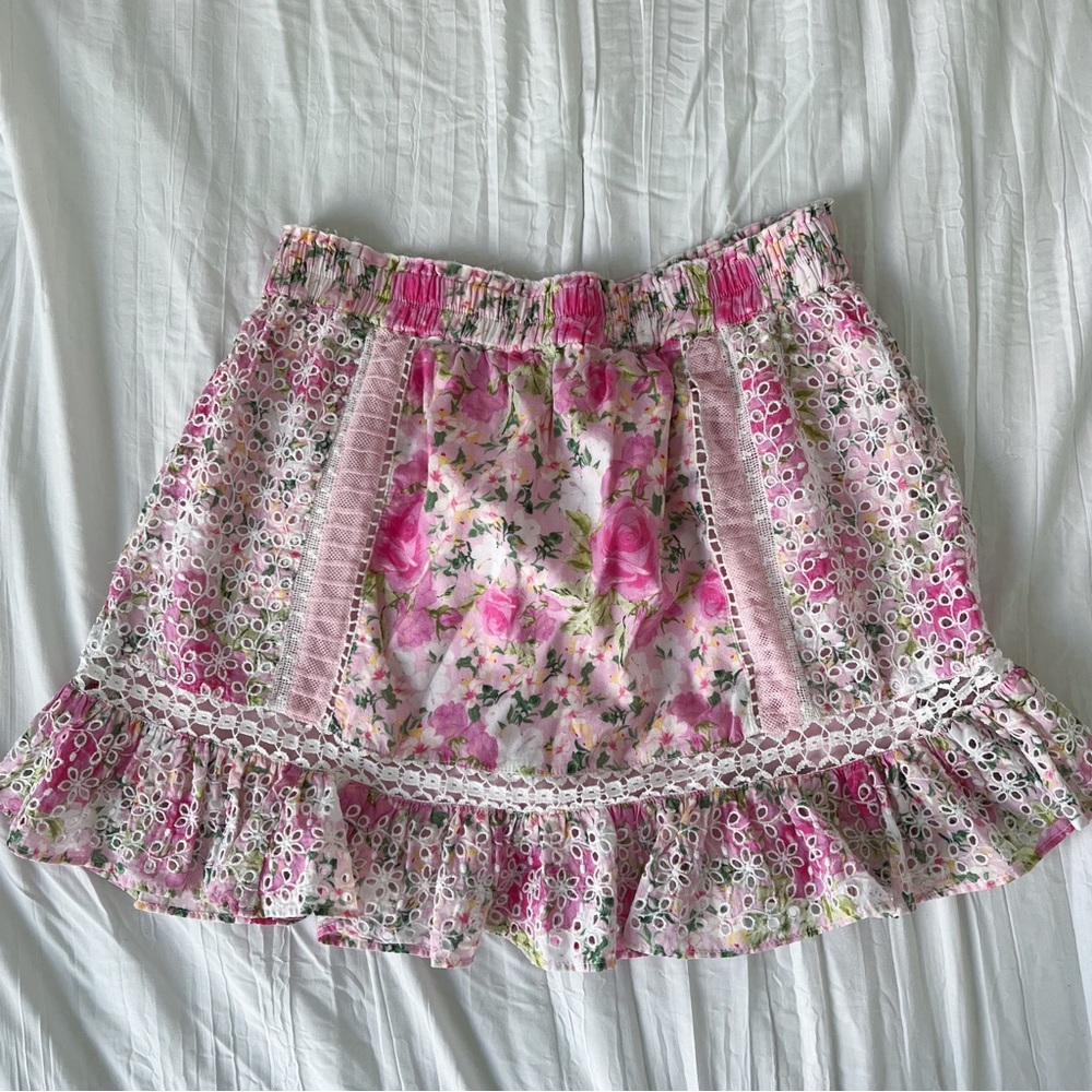 LoveShackFancy Floral Lace Skirt